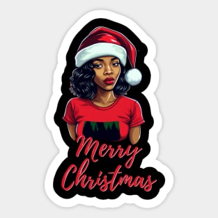 Black Woman Santa, Black Mrs Santa Claus, African American Santa, Merry Christmas Sticker
